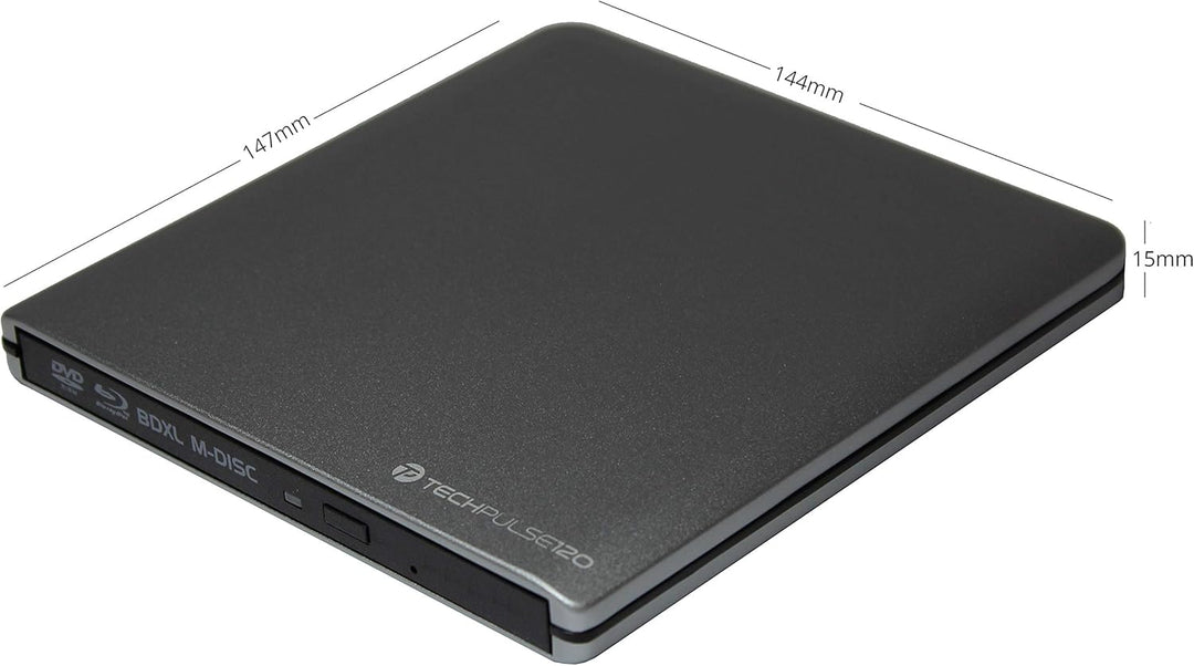 techPulse120 USB 3.0 Typ-C externer Blu-ray Brenner 3D M-Disc BDXL 100GB Burner Superdrive Blueray L