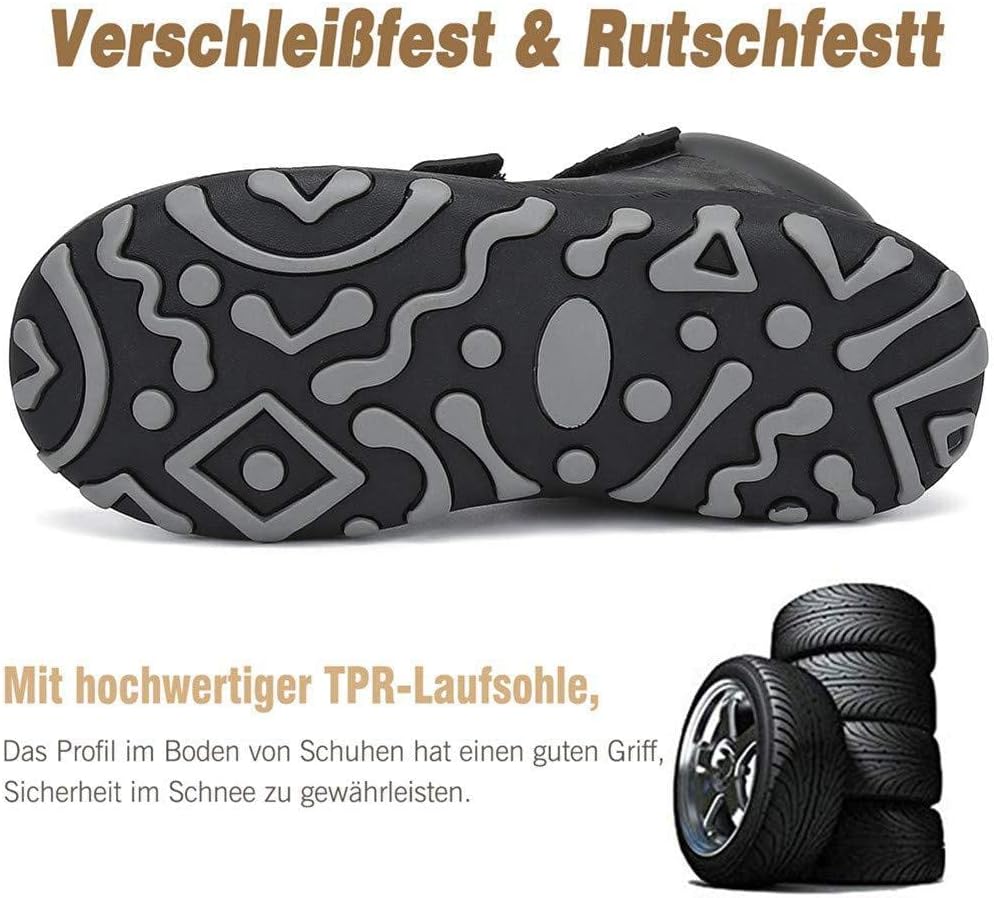 Mishansha Kinder Winterschuhe Gefüttert Winterstiefel für Jungen Mädchen Gr.24-38 34 EU Schwarz, 34