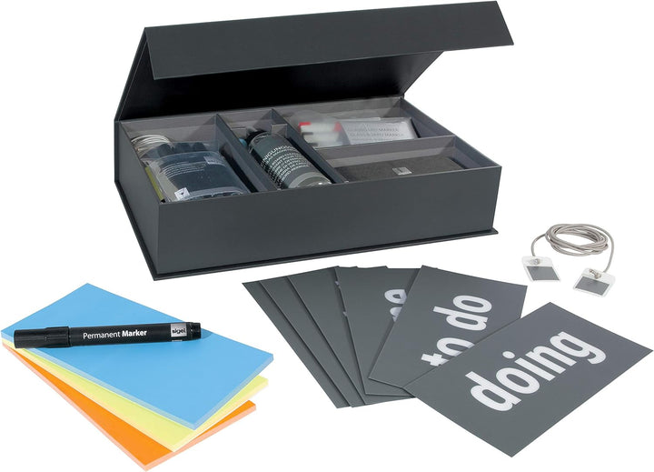 SIGEL GL731 Moderationsbox Toolkitset für Whiteboards und Magnettafeln - gesamt 1368 Teile Kanban/Sc