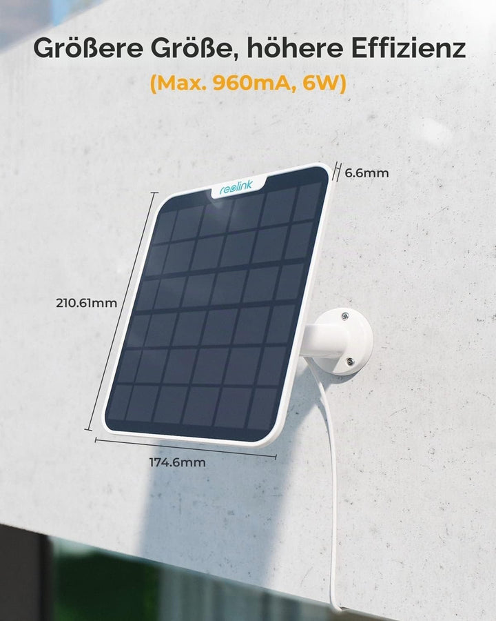 [2023 Update-Version] Reolink 6W Solarpanel für Akku Überwachungskamera Aussen, USB Schnittstelle, S
