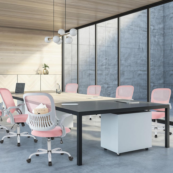 Sweetcrispy Computer-Schreibtischstuhl für Heimbüro, ergonomisch, mittlere Rückenlehne, Netzstoff, D