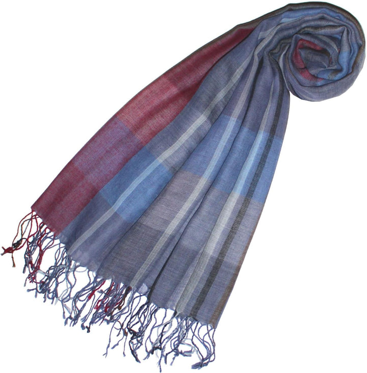 Lorenzo Cana Herren Schal Schaltuch 50% Kaschmir 50% Wolle Tuch Herrenschal Herrentuch Blau Weiss Ro