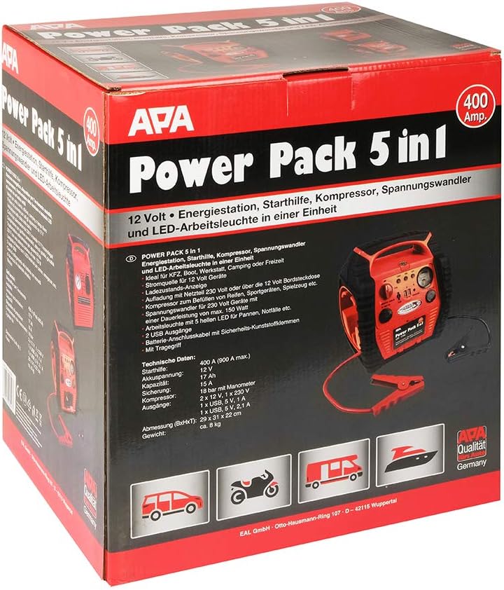 APA 16547NV Power Pack 5in1, Mobile Starthilfe, Spannungswandler,