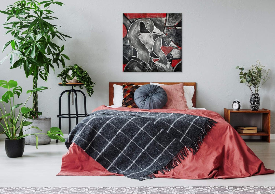 YS-Art Abstrakt Acryl Gemälde auf Leinwand Glasmalerei II handgemalt Wandbilder Wohnzimmer modern Wo