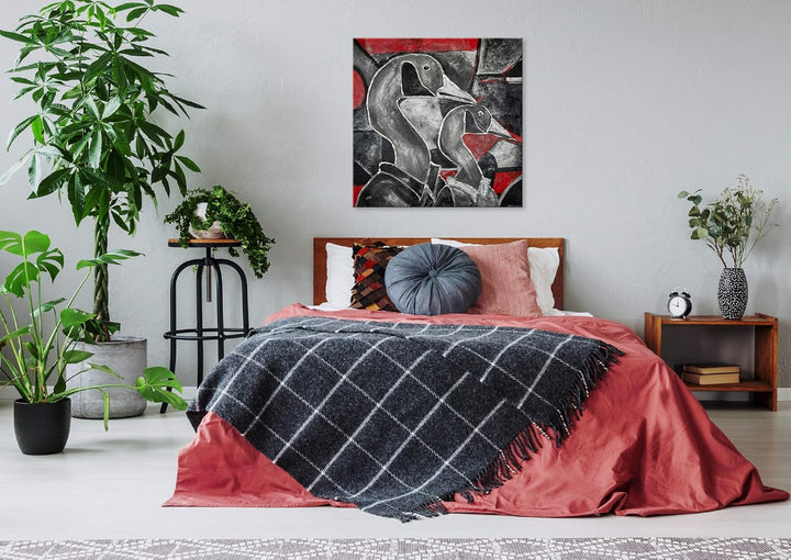 YS-Art Abstrakt Acryl Gemälde auf Leinwand Glasmalerei II handgemalt Wandbilder Wohnzimmer modern Wo
