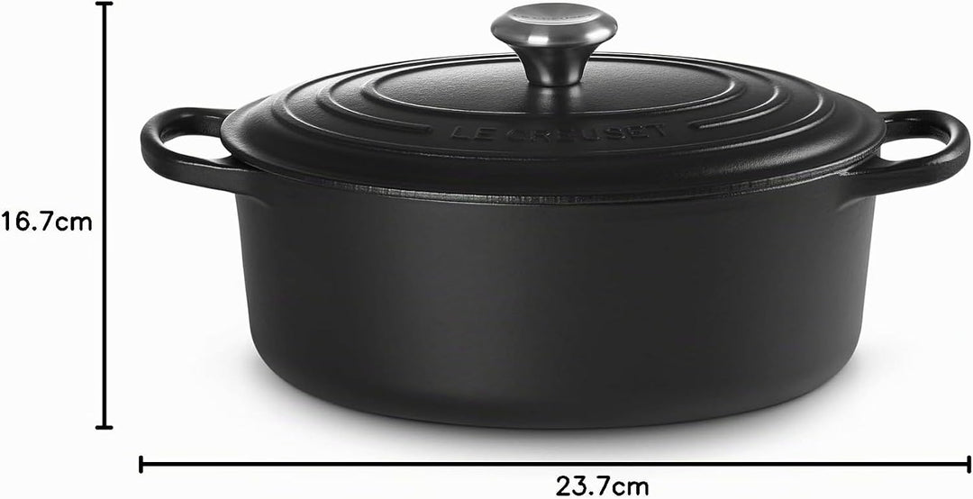 Signature Le Creuset Ovaler Bräter aus Gusseisen 29 cm, Schwarz matt, 29 cm, Schwarz matt