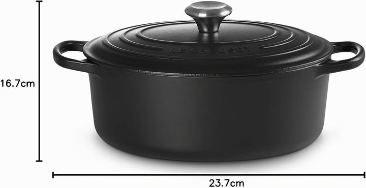 Signature Le Creuset Ovaler Bräter aus Gusseisen 29 cm, Schwarz matt, 29 cm, Schwarz matt