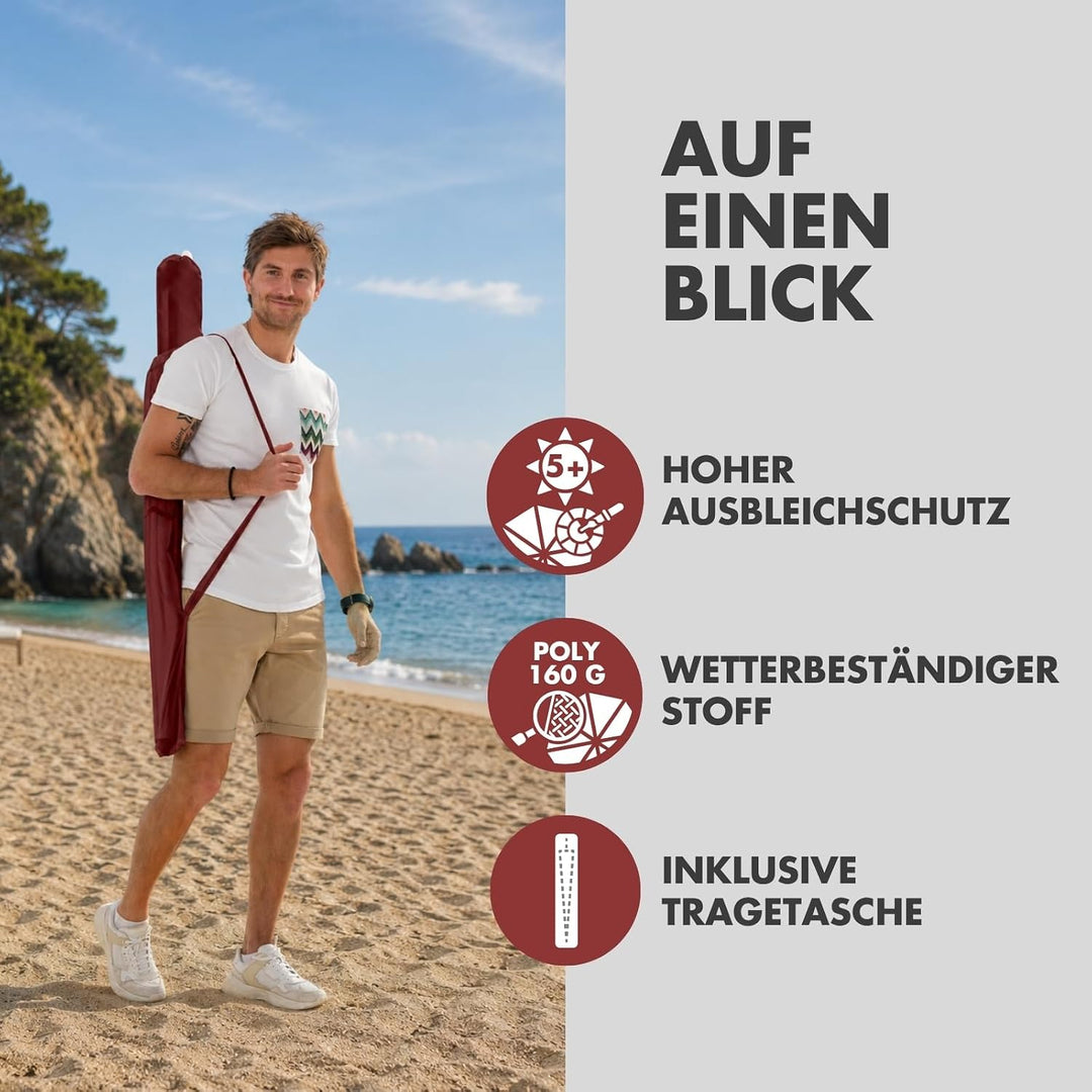 derby Strandschirm Mittelmast, ⌀ 196 cm bordeaux