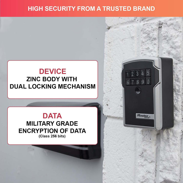 Master Lock Smart Connected Schlüsseltresor, Verschlüsselung nach Militärstandard, Aussen, Wandhalte