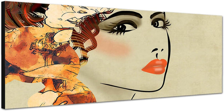 Paul Sinus Art Panoramabild auf Leinwand und Keilrahmen 150x50cm Gemälde Kunstwerk Mädchen Gesicht P