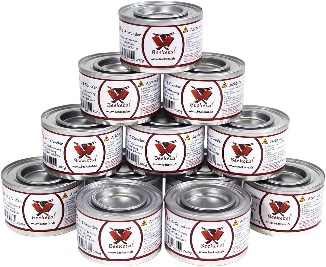 Beeketal Brennpaste - 12 x 200g Sicherheitsbrennpaste Dosen, ca. 2-3 Std. Brenndauer pro Dose, saube