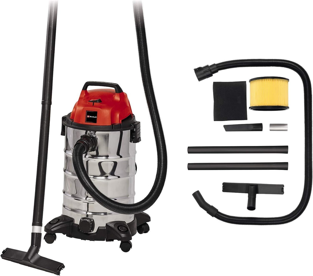 Einhell Nass-Trockensauger TC-VC 1930 S (1.500 Watt, rostfreier Edelstahlbehälter 30 l, Blasanschlus