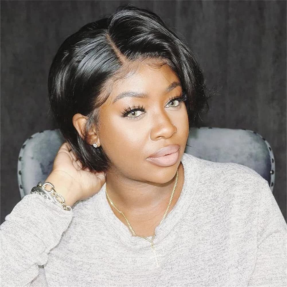 BELE Pixie Cut Bob Wig Short Straight Hair Lace Front Bob Wigs 8 inch T Part 13x6x1 Lace Front Wigs