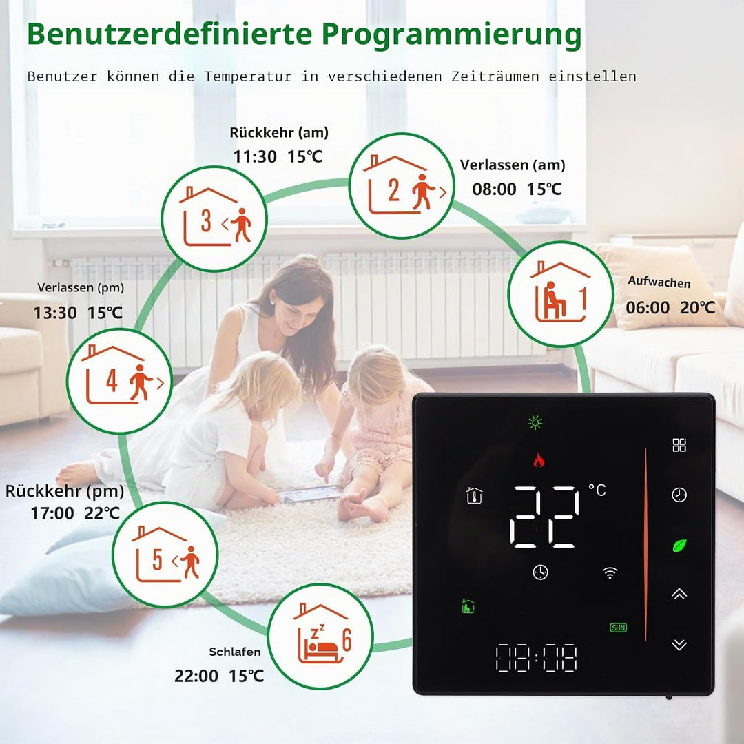 Wengart WiFi Thermostat für Wasserheizung & Gastherme, 3A Smart Home Raumthermostat kompatibel mit e