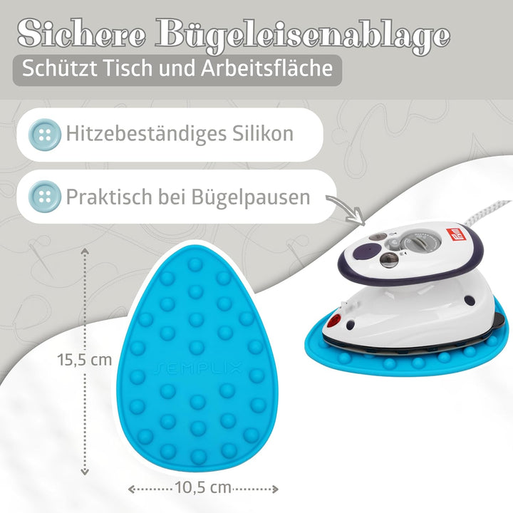 Semplix Bügelset 4-teilig mit Prym Mini-Dampfbügeleisen – Diamond Design mit Bügelunterlage, Silikon
