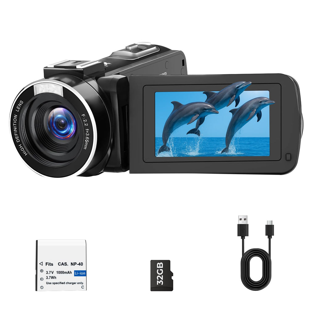 Camcorder Videokamera 2.7K Vlogging Kamera für YouTube 48MP 18X Digitalzoom Digital Camcorder mit LE