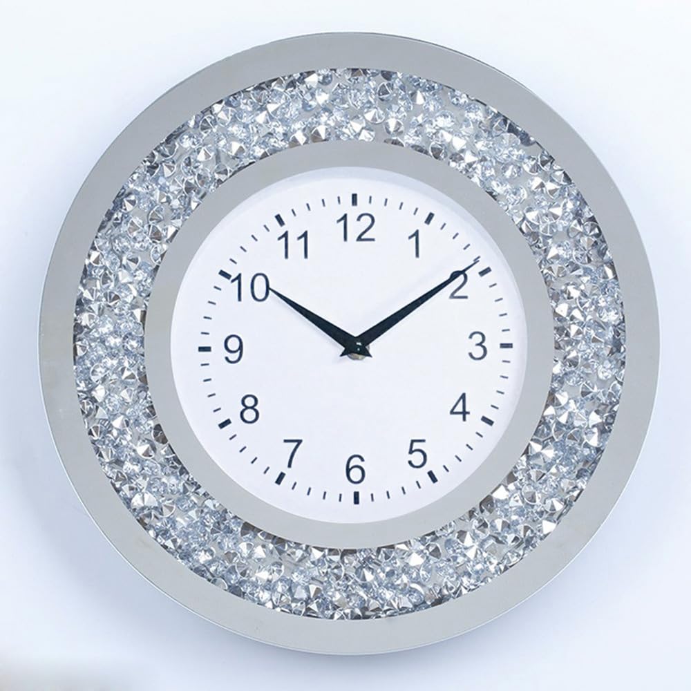Wanduhr Wohnzimmer Dekor Crushed Diamond Spiegel Badezimmer Uhren Wand Kristall Dekorationen für Zuh