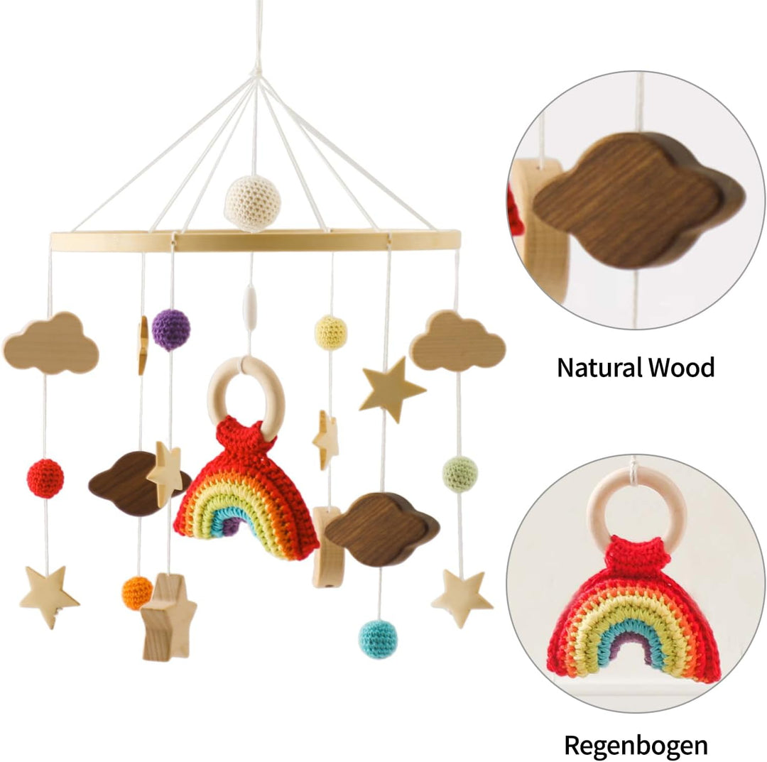 Babybett Mobile Baby Windspiel, Holz Mobile Baby Kinderzimmer Hängende Bettglocke, Geschenk für Baby