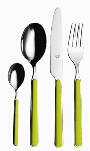Mepra SPA 10Q722024 Besteckgarnitur, Design Millenium, Oliv, 24-teilig Olivgrün 24 Stück, Set, Olivg
