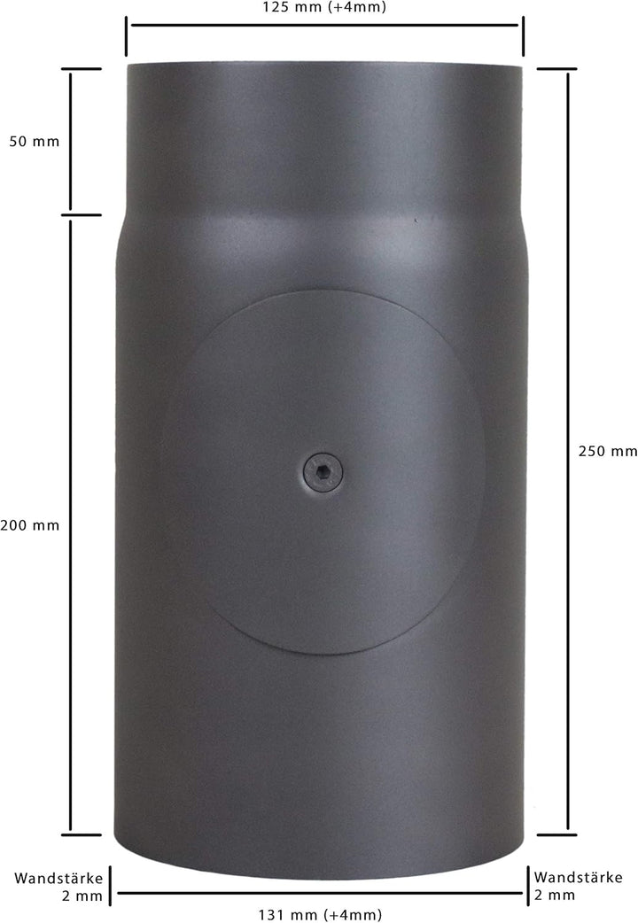 LANZZAS Ofenrohr 250 mm mit Tür, im Durchmesser DN 130 mm, Farbe: gussgrau - weitere Rohre aus unser