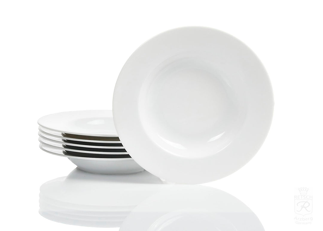 Retsch Arzberg Heike Weiss Suppenteller 23cm, Set 6-teilig/Porzellan/uni weiss, rund