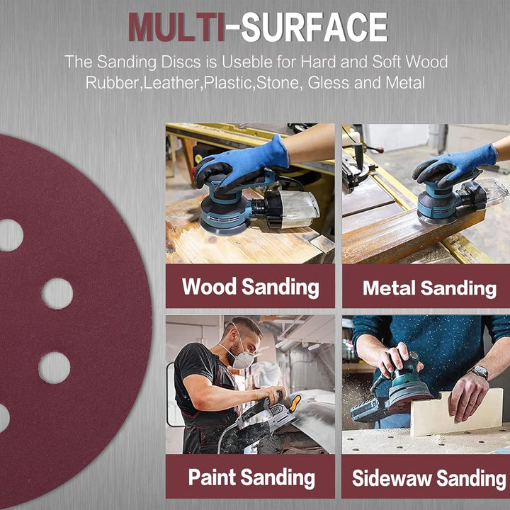 STEBRUAM 100 Stück Schleifpapier 125mm Klett 600 körnung,Profi 125 Schleifscheiben Rund 8 Loch für E