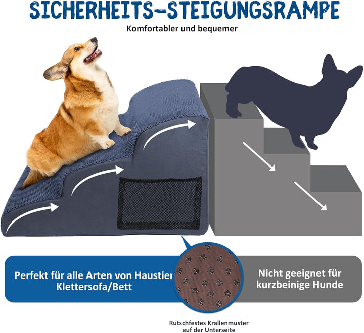 Zvonema Hundetreppe für Kleine Hunde, Hundetreppe Bett, Tragbar Abnehmbar Haustiertreppe mit Waschba