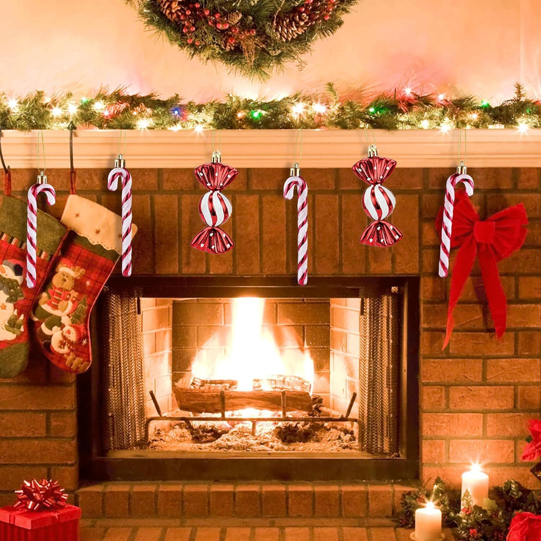 18 Stück Zuckerstangen Weihnachten Deko Weihnachtsbaum Anhänger Zuckerstangen Deko Glitzer Christbau