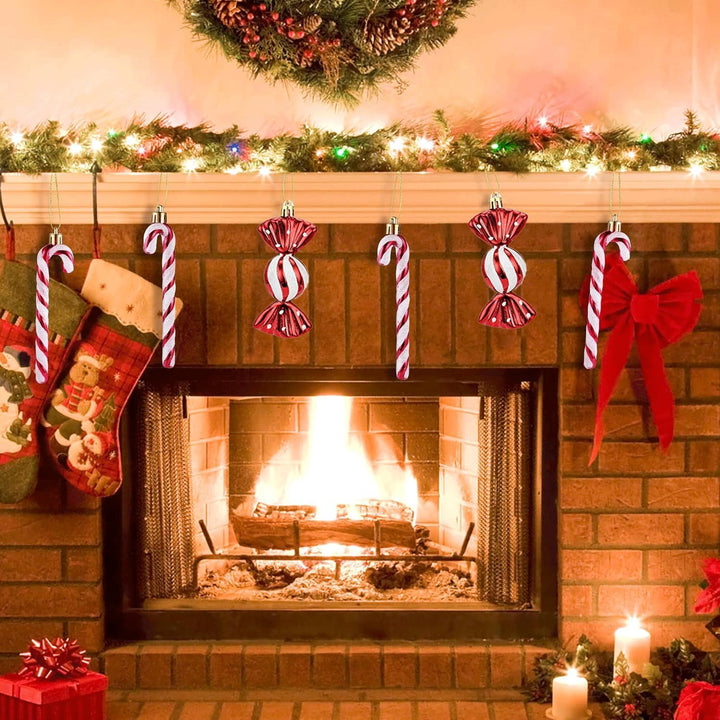 18 Stück Zuckerstangen Weihnachten Deko Weihnachtsbaum Anhänger Zuckerstangen Deko Glitzer Christbau
