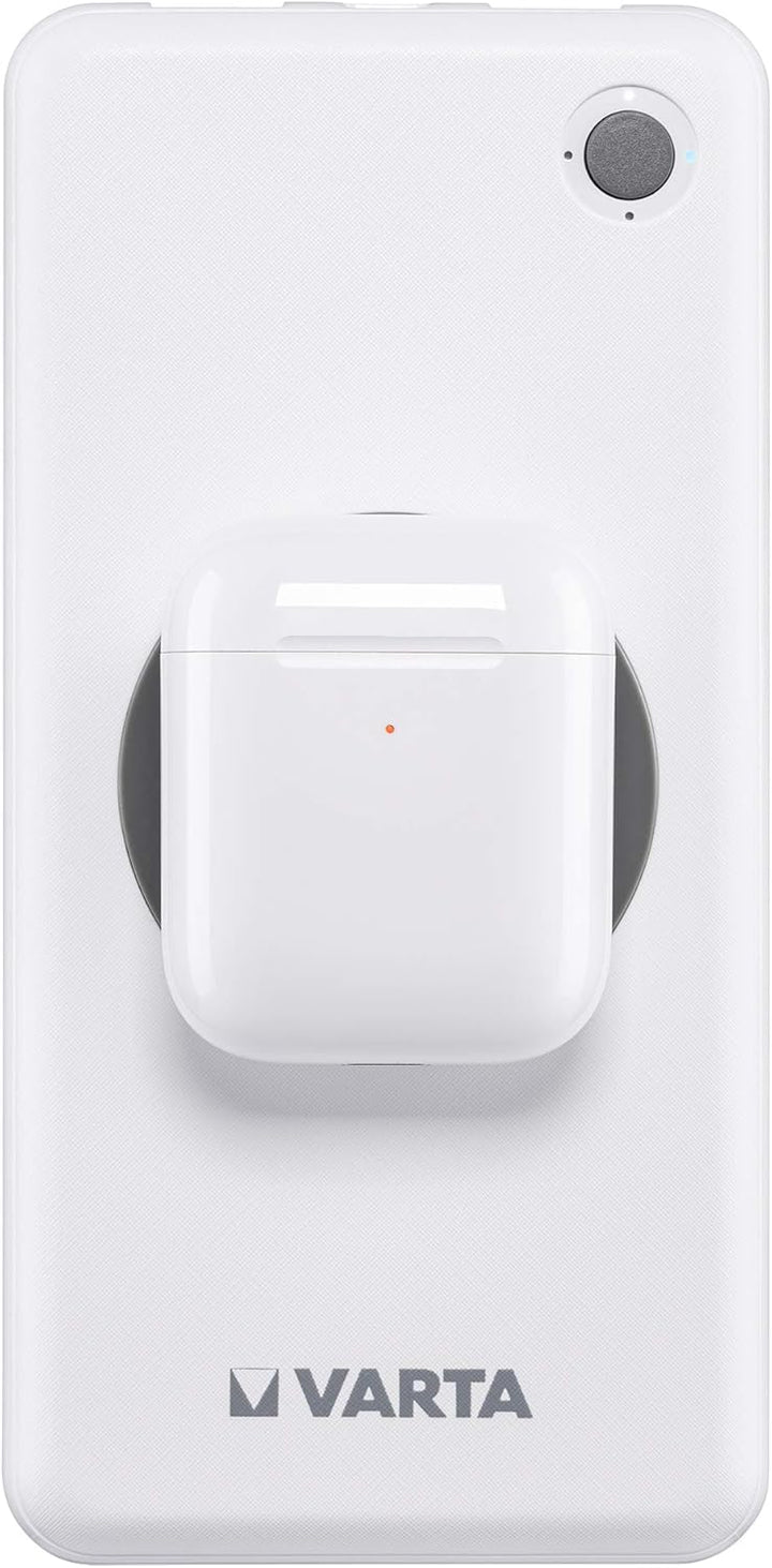 VARTA 2 in 1 Power Bank und Wireless Charger, kabelloses Ladegerät, Powerbank 10000mAh, Qi Ladestati