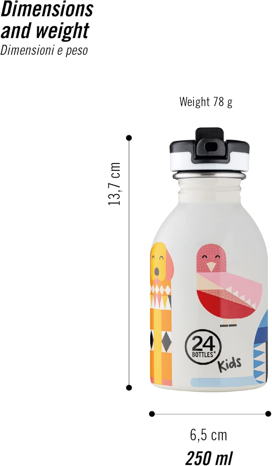 24Bottles Kids Bottle Trinkflasche für Kinder, Grundschule und Kindergarten, 250 ml, Flasche mit Ver