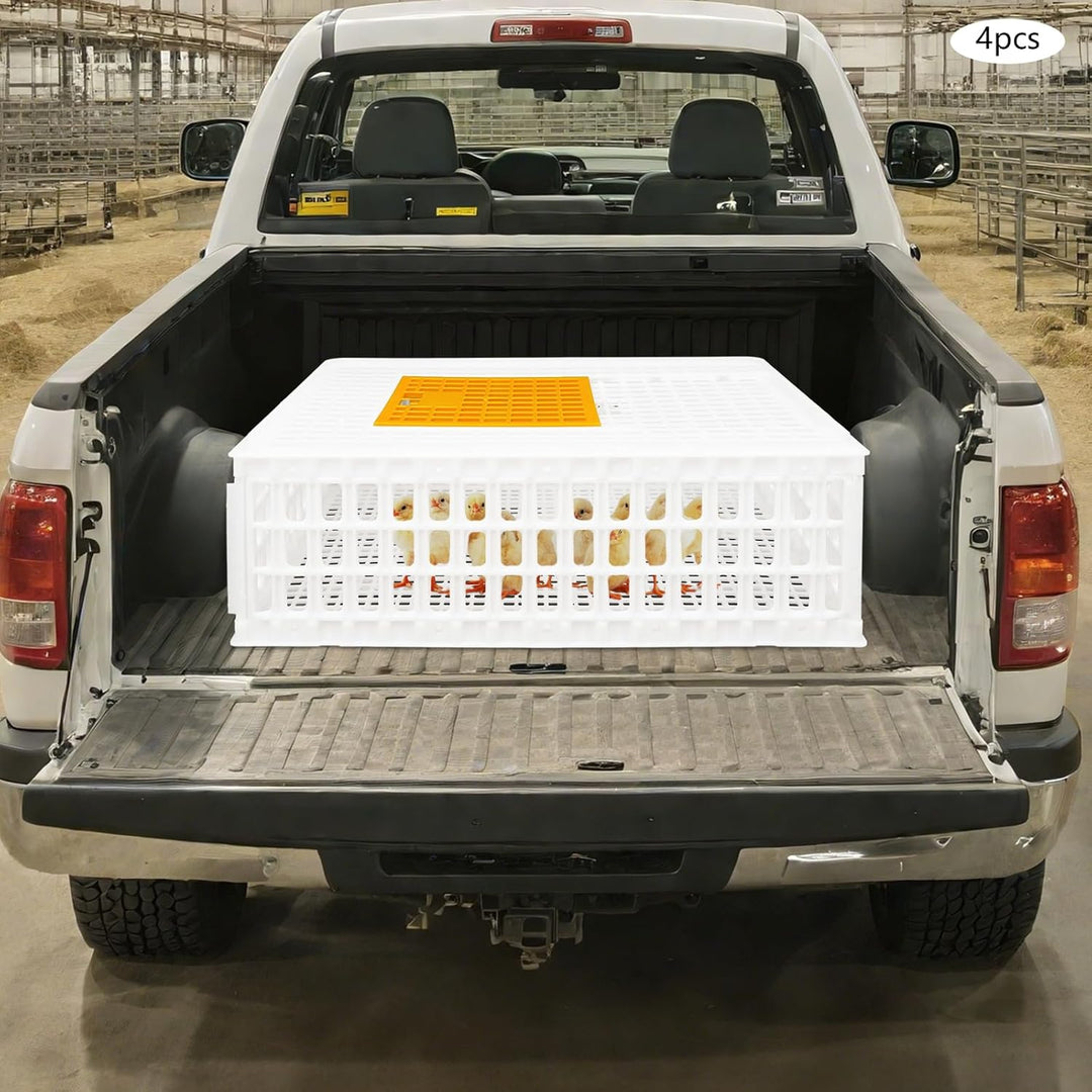 4 Stück Geflügel Tragetasche, Huhn-Transportkäfig mit Schiebetür und Transportgriffen, Korb Box für