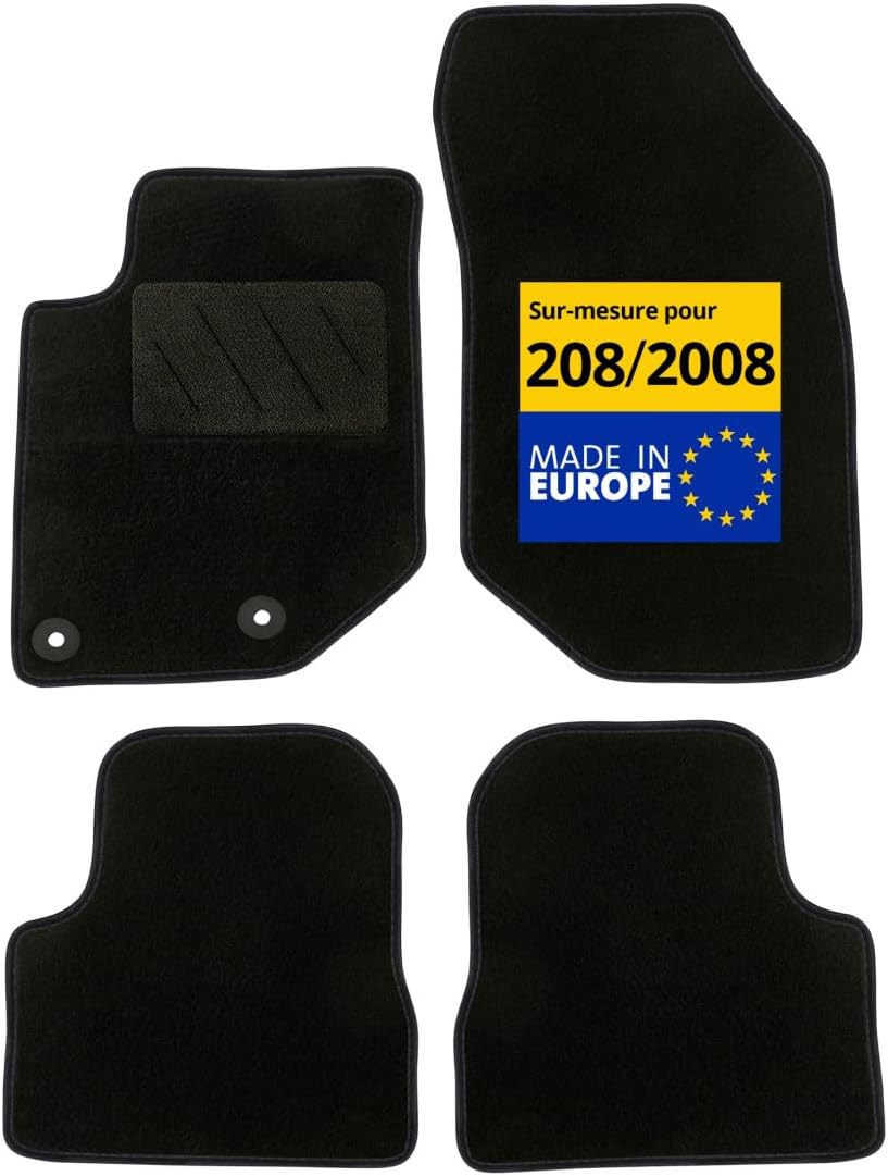 DBS - Autofussmatten - Massgeschneidert für 208/2008 - Mit Befestigungsclips - Antirutschmatten - 4