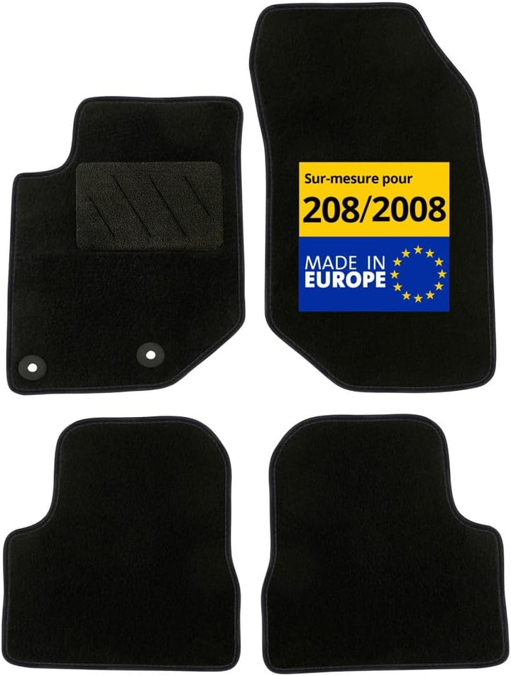 DBS - Autofussmatten - Massgeschneidert für 208/2008 - Mit Befestigungsclips - Antirutschmatten - 4