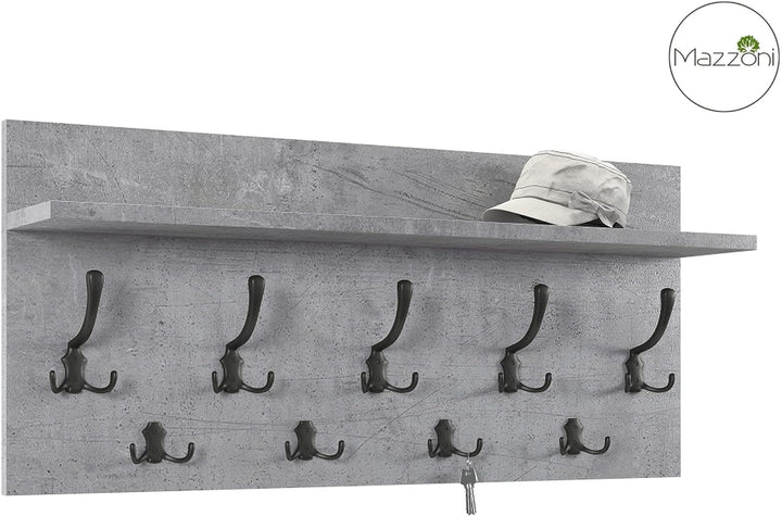 Design Garderobe Garderobenpaneel 90 x 40 cm Beton Betonoptik - Schwarz matt mit Hutablage Kleiderha