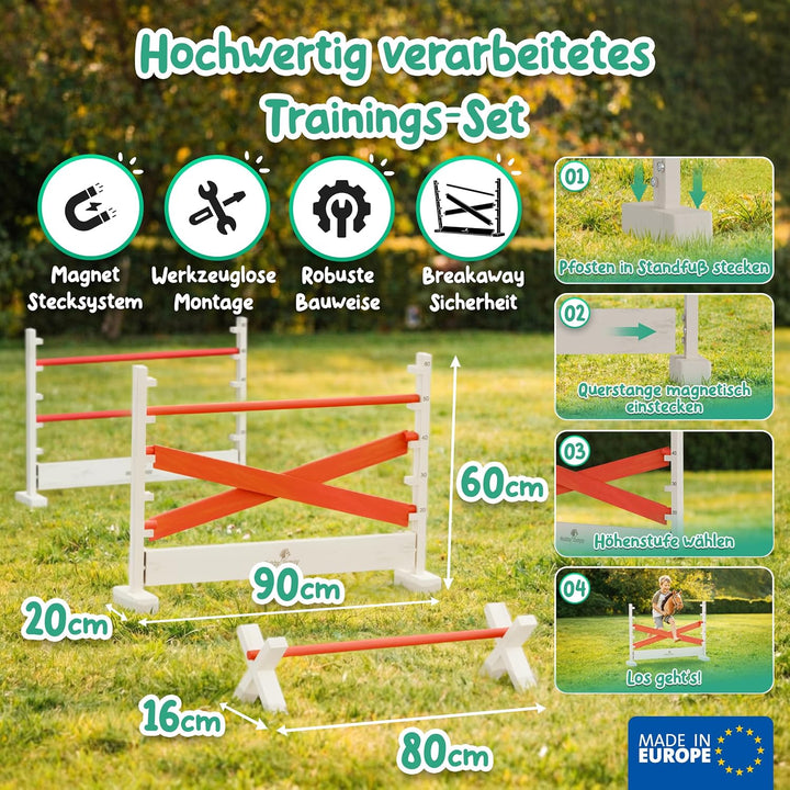 Hobby Horse Hindernisse Set höhenverstellbar – Magnet-Stecksystem massives Holz/Hobby Horsing/Hürden