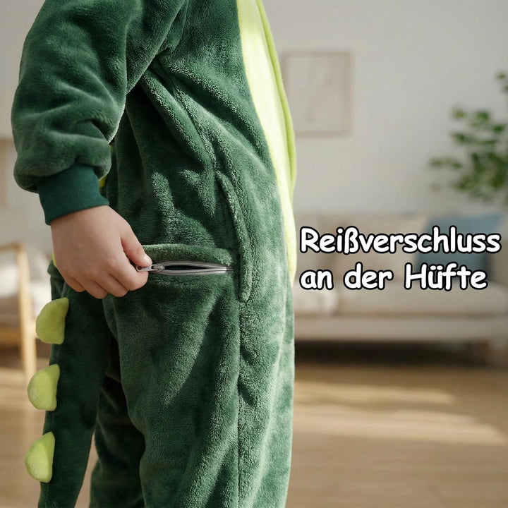 Seawhisper Dinosaurier Jumpsuit Kostüm Tier Onesie für Kinder Mädchen und Jungen 116-122 Dinosaurier