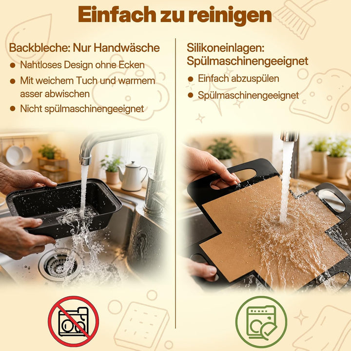 Brotbackform Kasten Set, 2 Stück Antihaft Karbonstahl Kastenform Kuchen 28X15X5.5cm mit 2 Dauerbackf
