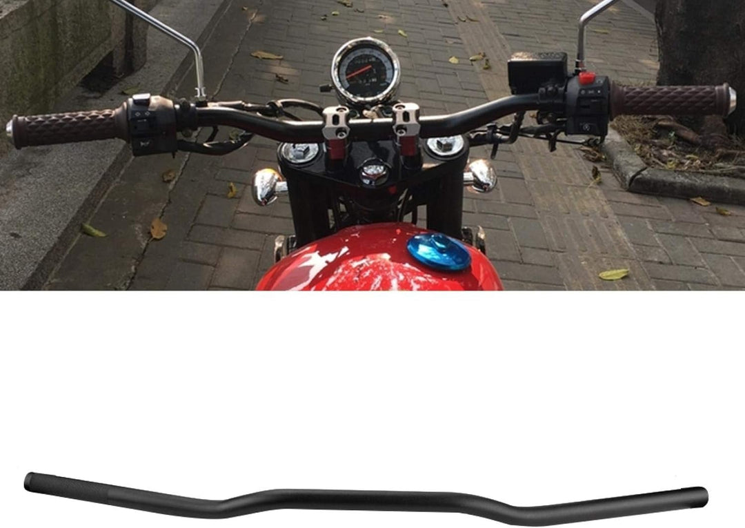 Qiilu 22mm Durchmesser Aluminiumlegierung Retro Motorrad Geändert Lenker Flach(Matt-schwarz)