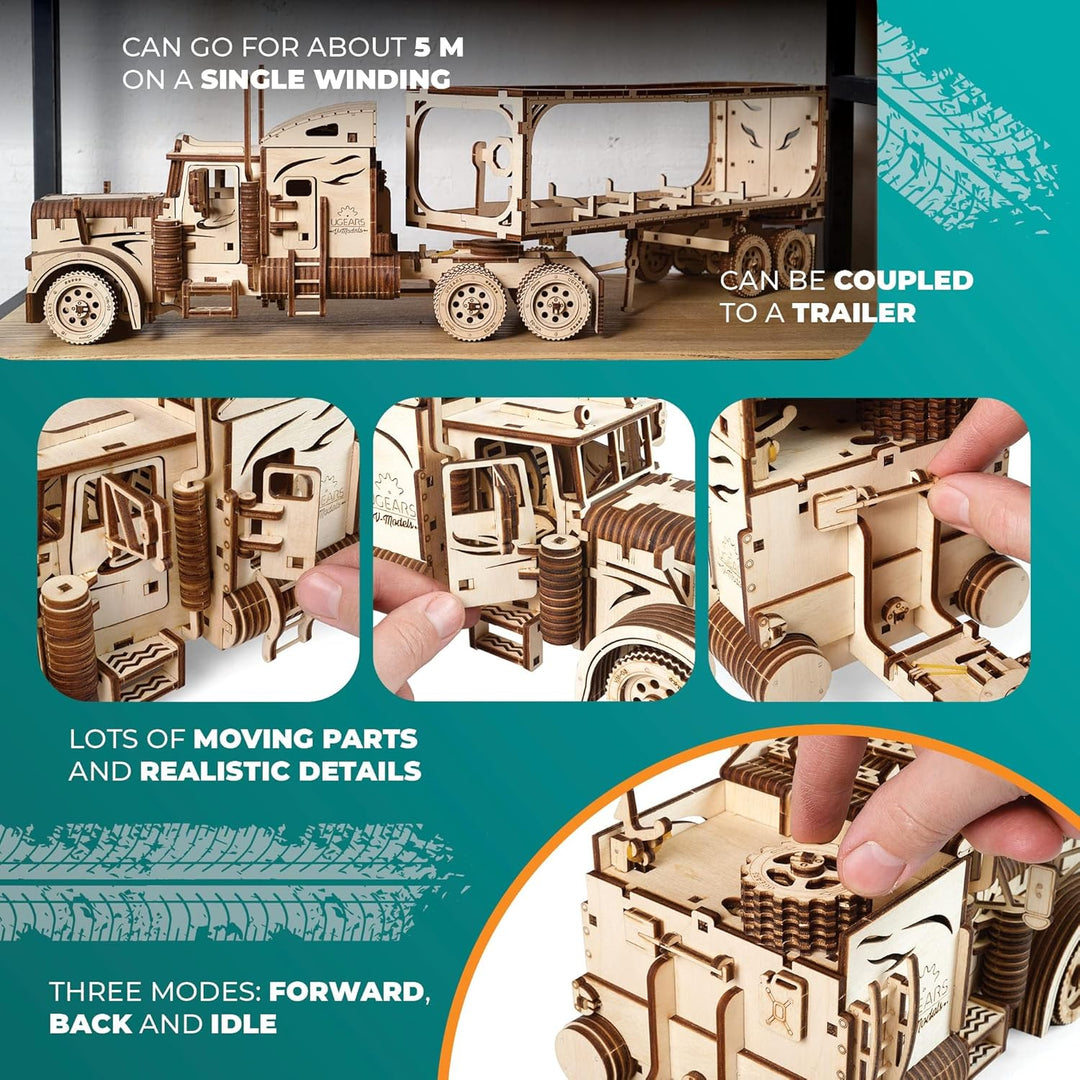 UGEARS LKW-Bausatz – Schweres Jungen-LKW-Modell als Geschenk zum Vatertag – Miniatur-Sperrholz-DIY-M