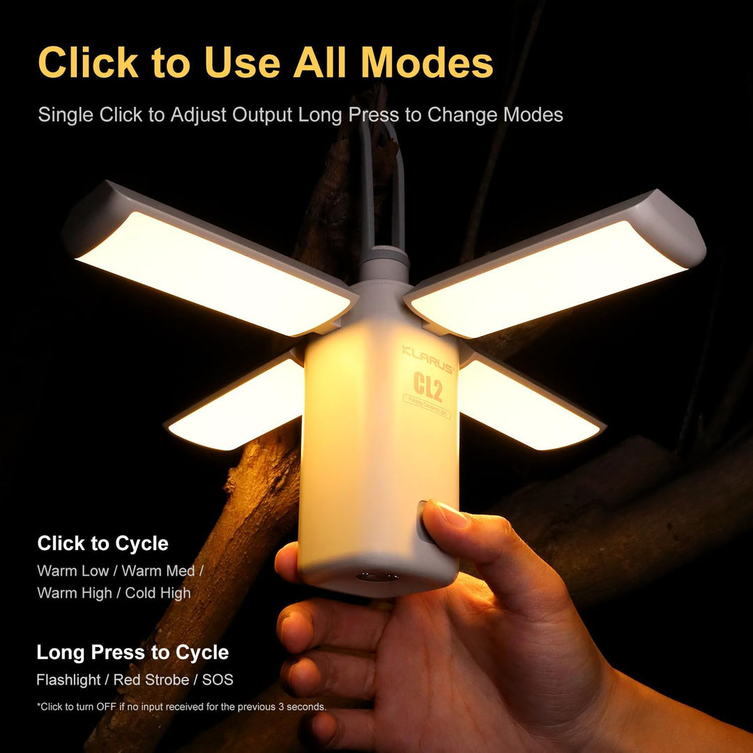 KLARUS CL2 Multifunktional Campinglampe, 10400 mAh wiederaufladbare Deform Camping Licht, 750 Lumen