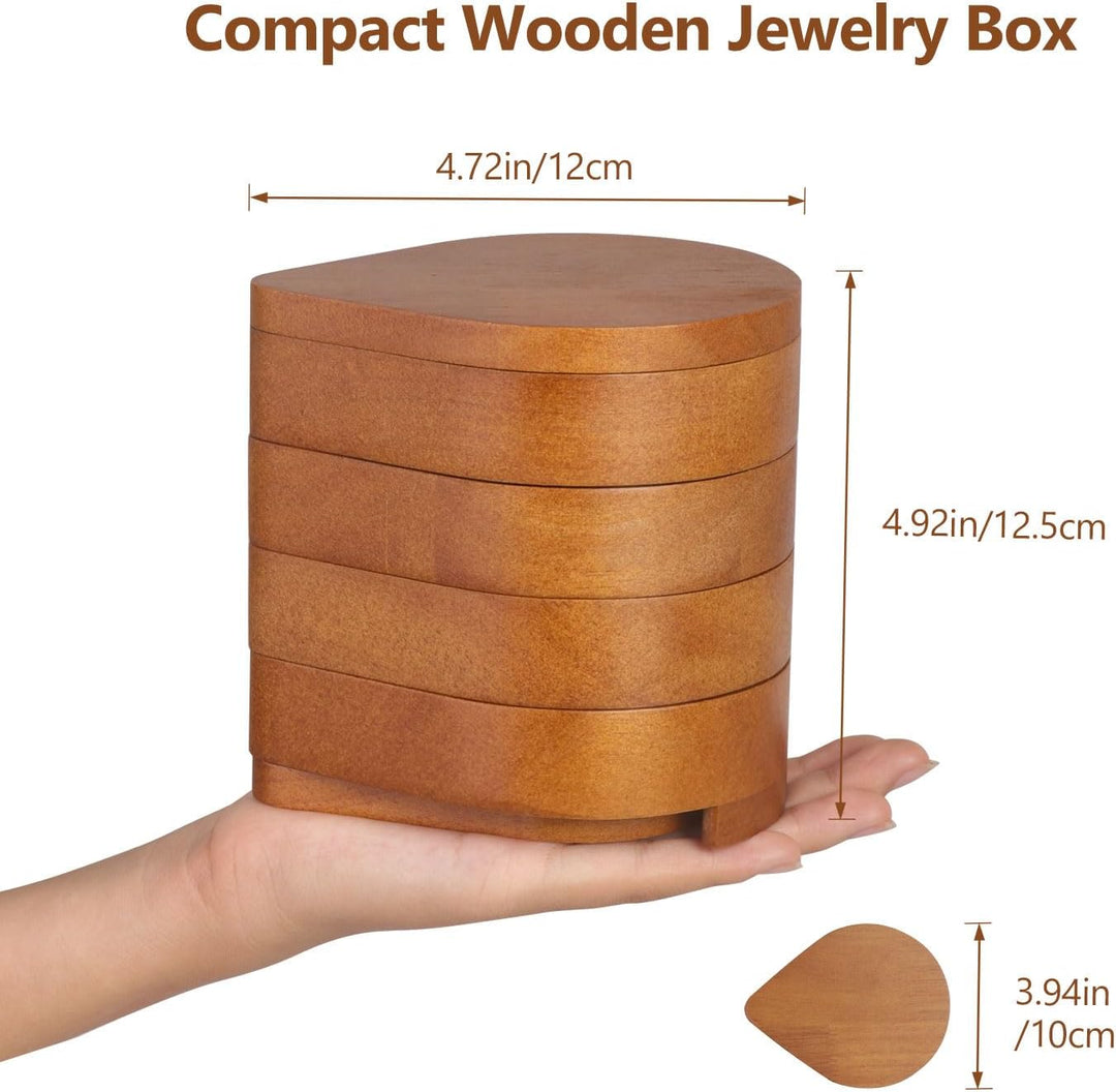 JSVER Schmuckkästchen Holz,Damen Schmuckaufbewahrung Drehbar Reise Schmuckkasten Modern Schmuckkästc