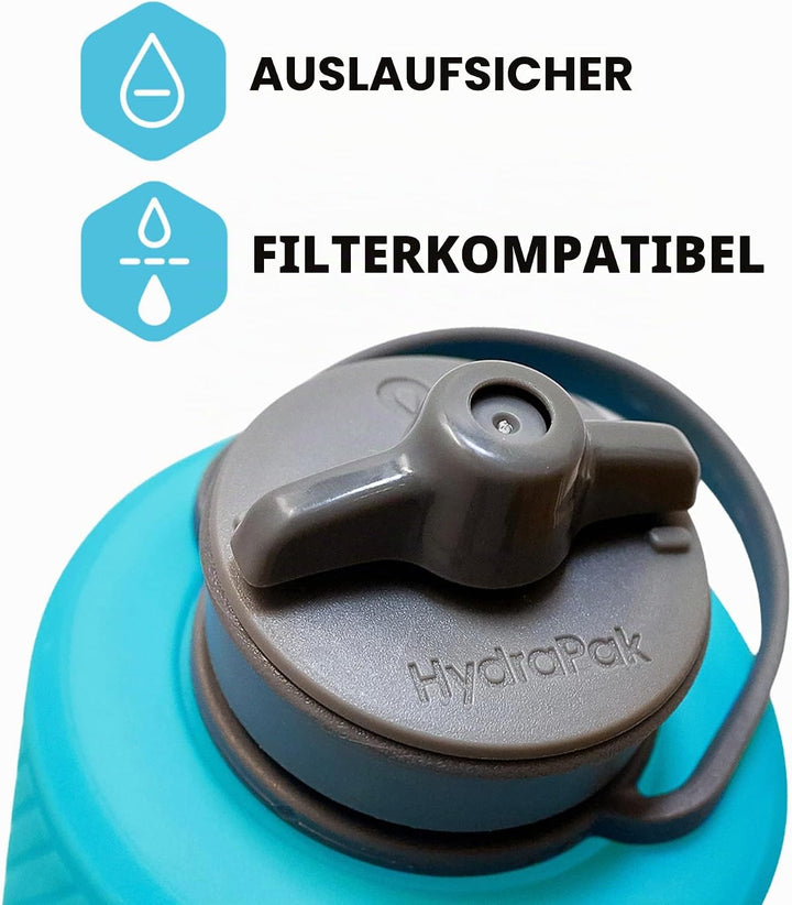 Hydrapak Flussmittel Faltbare Flasche, 1 L, Malibu Blue Malibu Blue 946 ml, Malibu Blue 946 ml