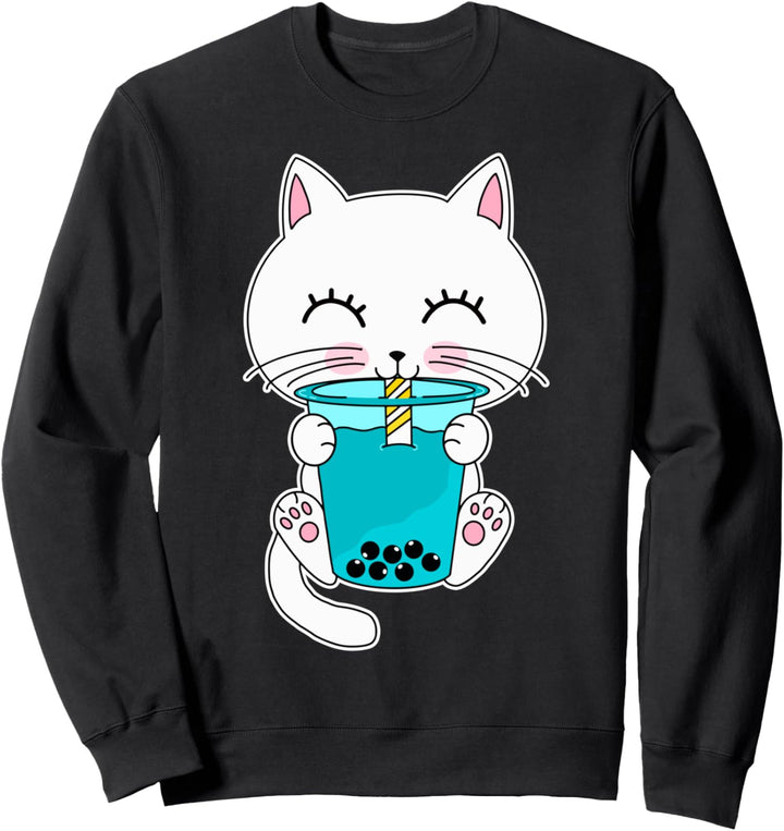 Boba Tee Katze I Kätzchen I Katze Trinkt Bubble Tee Sweatshirt