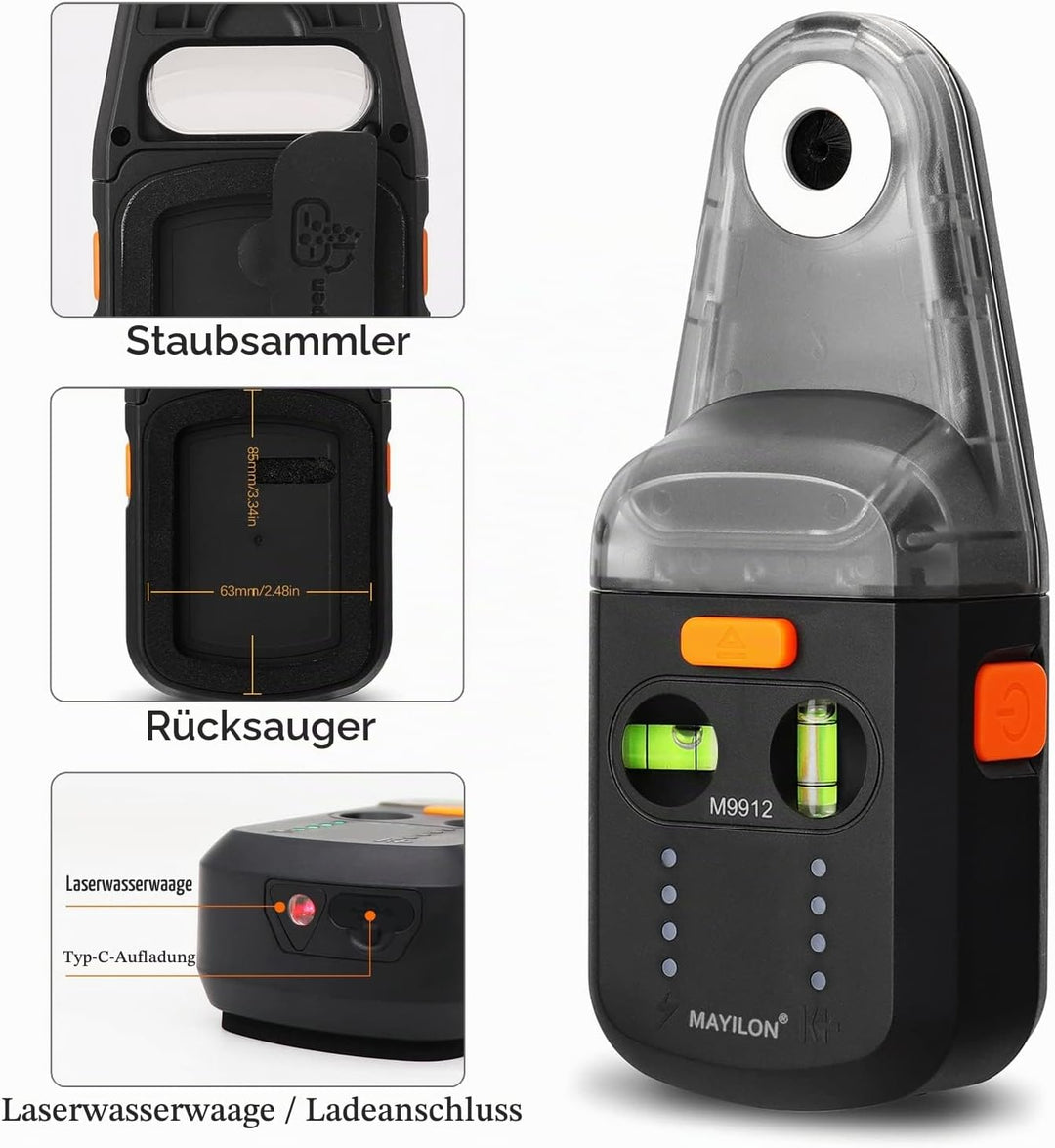 M9912 Staubabsaugung Absaughaube für Schlagbohrmaschine mit Laserebene, Elektrischer Bohrstaubsammle