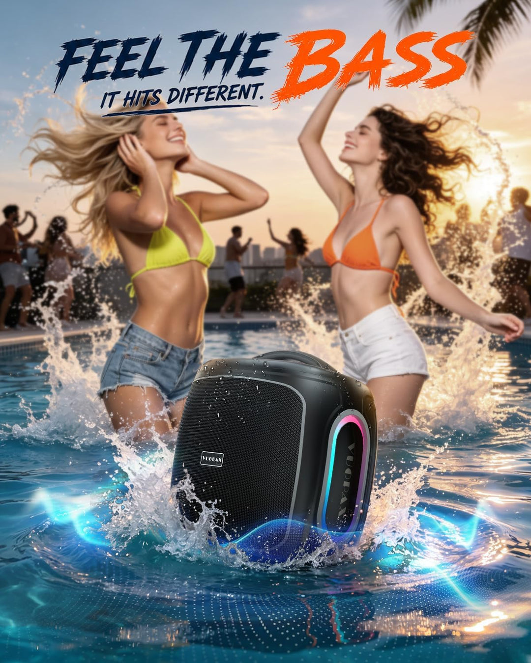 Bluetooth Lautsprecher Gross 120W, Tragbare Musikbox mit kraftvollem Sound, 6,5'' Woofer, Tiefbass &