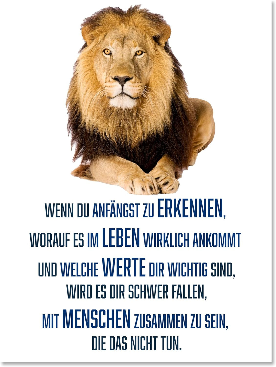 wandmotiv24 Motivations Motiv als Leinwandbild, 40x30cm, Hochformat, Leben, Werte, Menschen, Löwe, W