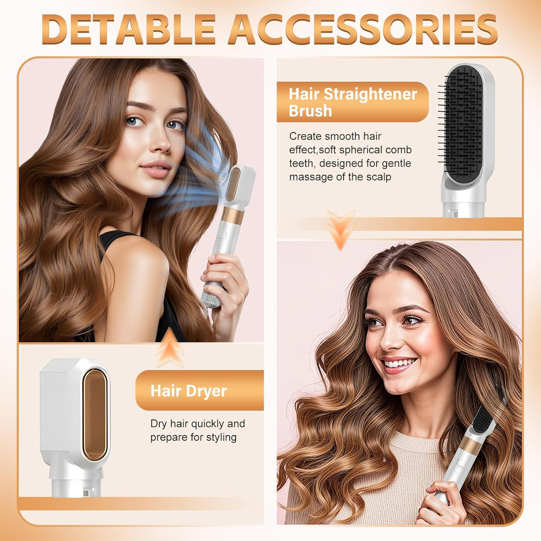 Anluomania Warmluftbürste, 1000W Haartrockner, Föhnbürste Set mit Professioneller Föhn, Rundbürste,