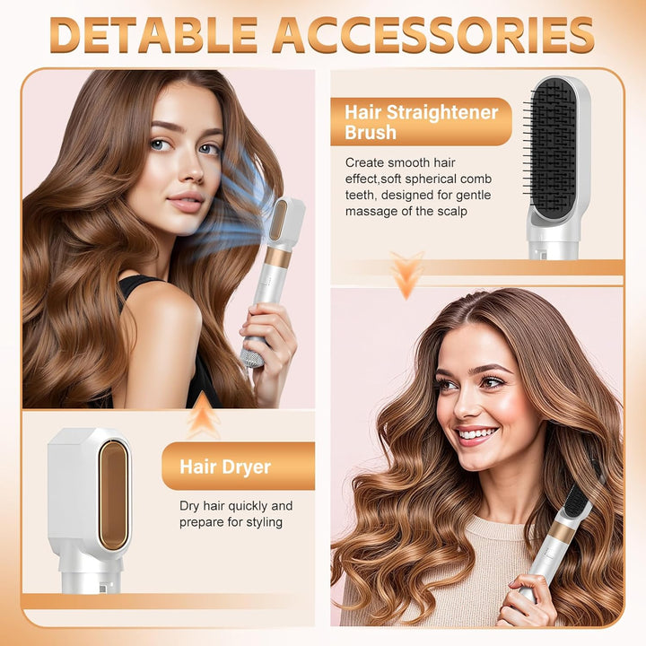 Anluomania Warmluftbürste, 1000W Haartrockner, Föhnbürste Set mit Professioneller Föhn, Rundbürste,