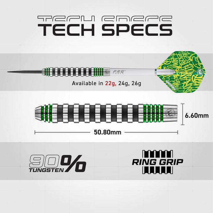WINMAU Advance 500 Series Dartpfeile mit dartflüge und Dart stiele 22G Grün, 22G Grün